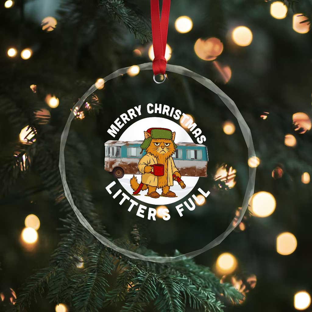 Merry Christmas Litters Full Crystal Glass Ornament Funny Christmas Vacation Cat - Wonder Print Shop