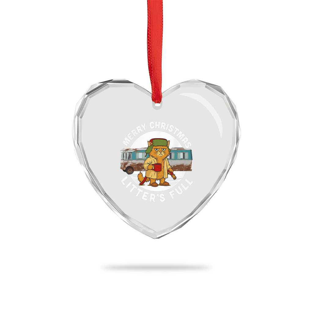 Merry Christmas Litters Full Heart Crystal Glass Ornament Funny Christmas Vacation Cat - Wonder Print Shop