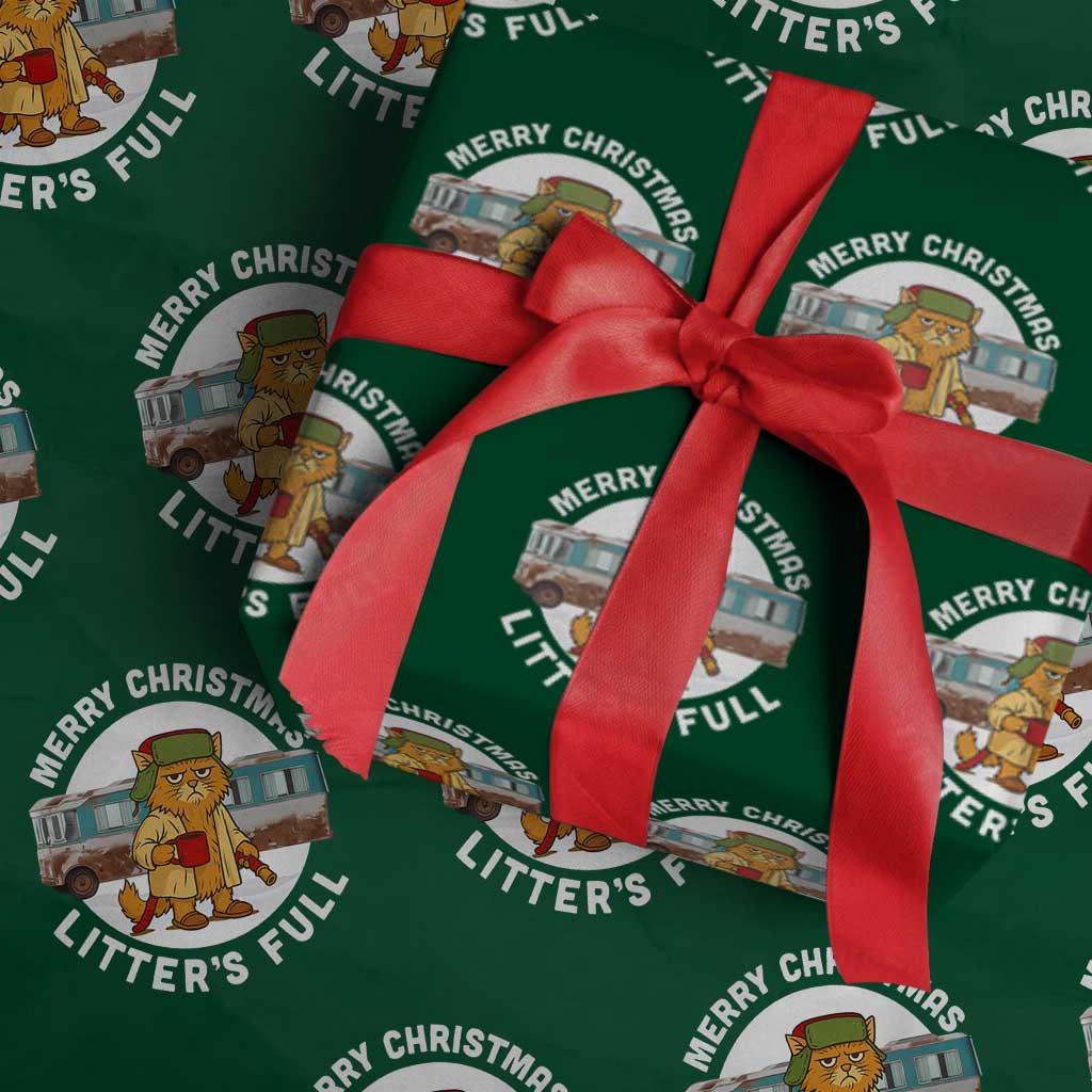 Merry Christmas Litters Full Wrapping Paper Roll Funny Christmas Vacation Cat - Wonder Print Shop