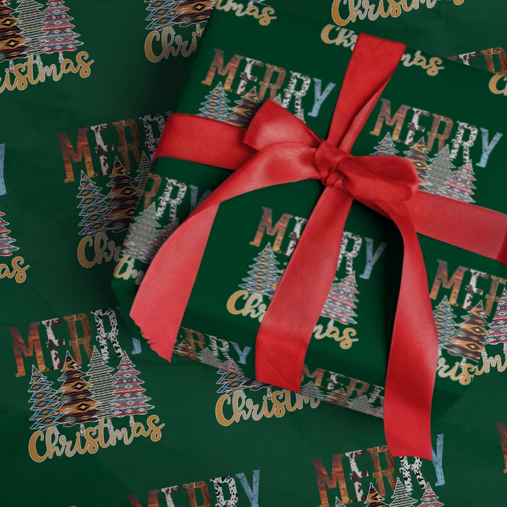 Merry Christmas Native American Xmas Tree Wrapping Paper Roll - Wonder Print Shop