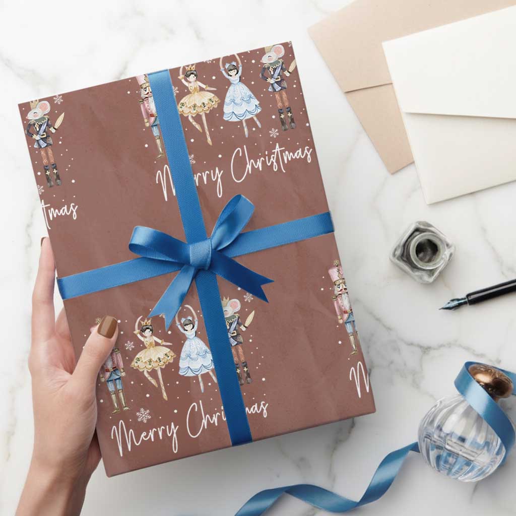 Merry Christmas Nutcracker Ballerina Mouseking Wrapping Paper Roll - Wonder Print Shop