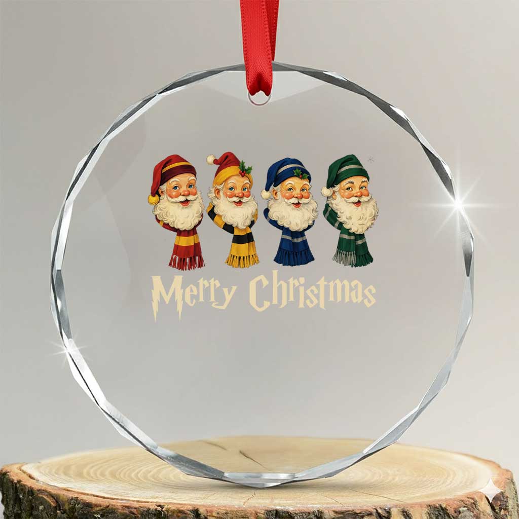 Merry Christmas Santa Crystal Glass Ornament Vintage Wizard Holiday Season Cute Family Pajama - Wonder Print Shop