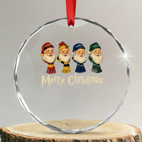 Merry Christmas Santa Crystal Glass Ornament Vintage Wizard Holiday Season Cute Family Pajama - Wonder Print Shop