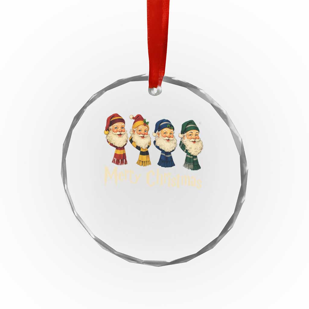 Merry Christmas Santa Crystal Glass Ornament Vintage Wizard Holiday Season Cute Family Pajama - Wonder Print Shop