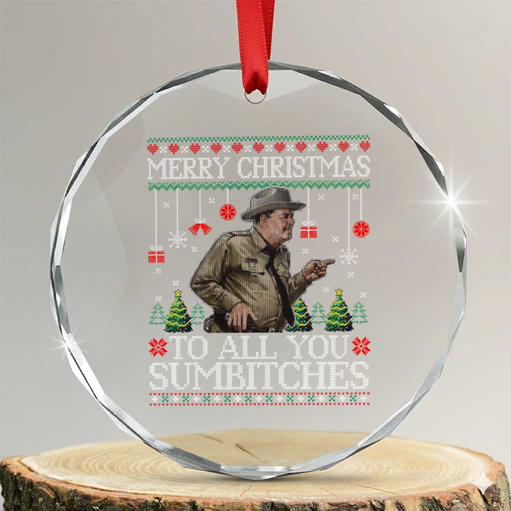 Merry Christmas Sumbitches Crystal Glass Ornament Funny Smokey Retro 80s Movie The Bandit Ugly Xmas - Wonder Print Shop