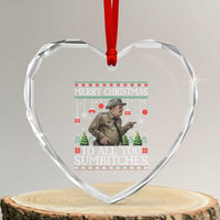 Merry Christmas Sumbitches Heart Crystal Glass Ornament Funny Smokey Retro 80s Movie The Bandit Ugly Xmas - Wonder Print Shop