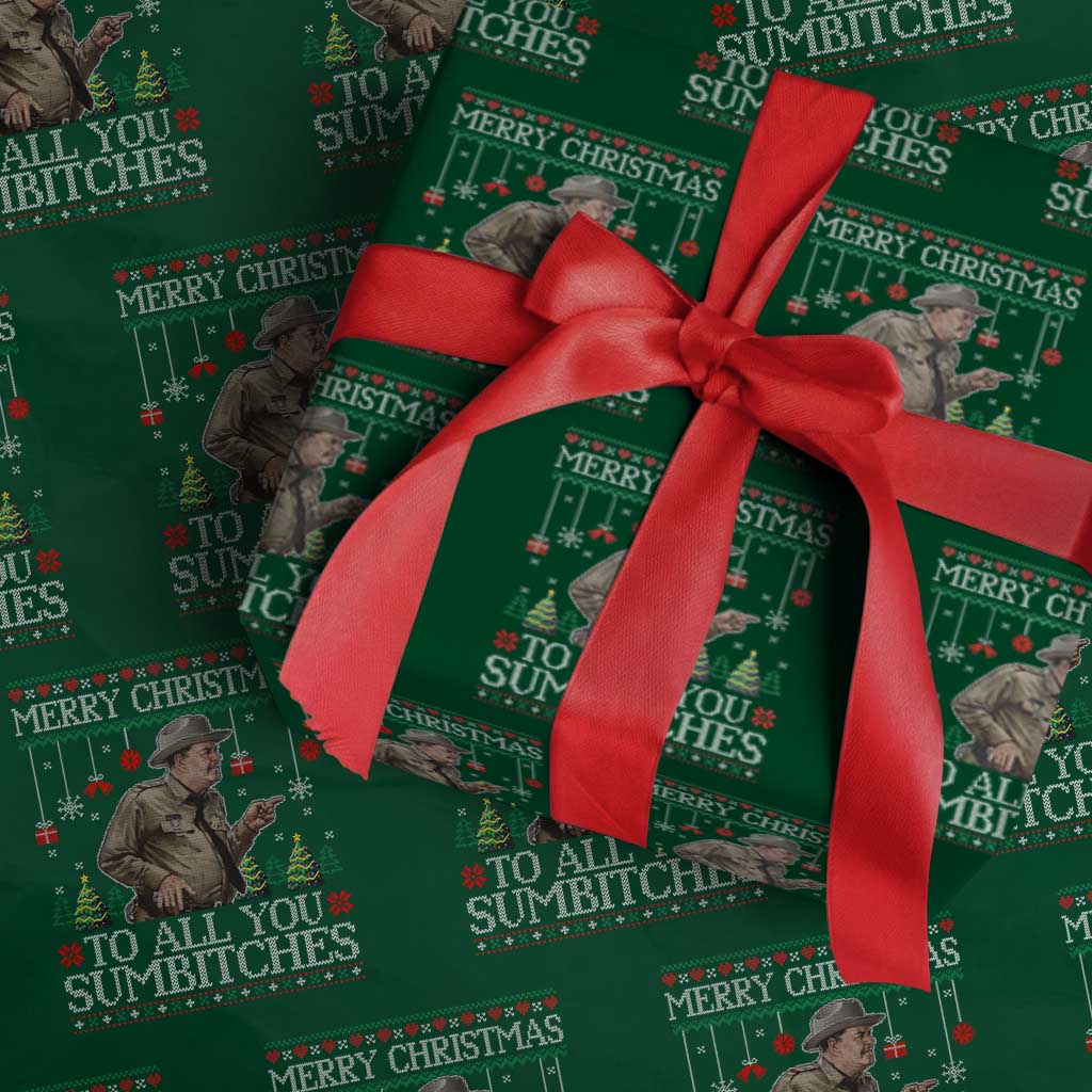 Merry Christmas Sumbitches Wrapping Paper Roll Funny Smokey Retro 80s Movie The Bandit Ugly Xmas - Wonder Print Shop