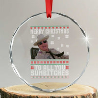 Merry Christmas To All You Sumbitches Crystal Glass Ornament Funny Ugly Xmas Retro 80s Movie - Wonder Print Shop