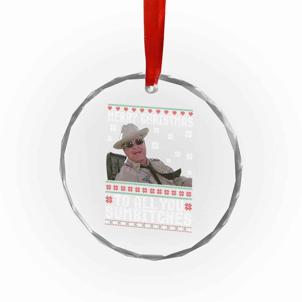 Merry Christmas To All You Sumbitches Crystal Glass Ornament Funny Ugly Xmas Retro 80s Movie - Wonder Print Shop