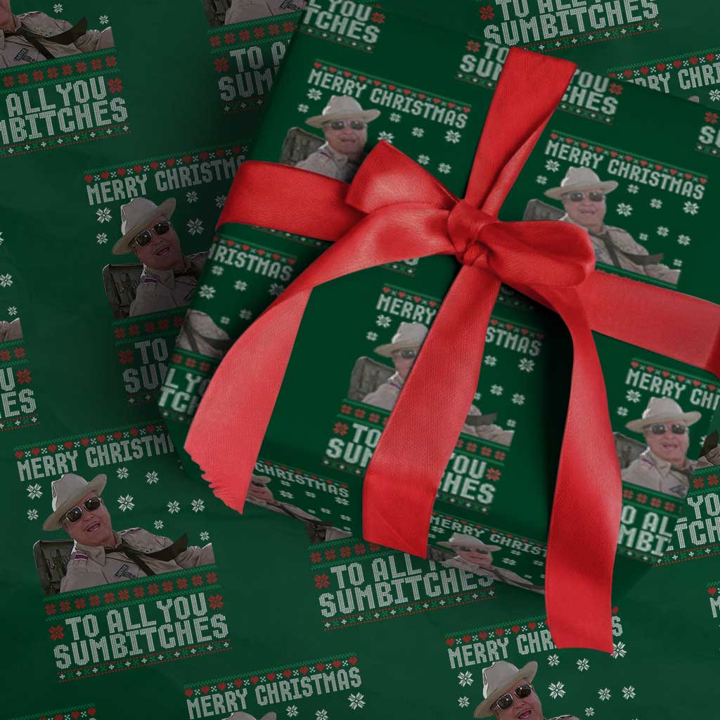 Merry Christmas To All You Sumbitches Wrapping Paper Roll Funny Ugly Xmas Retro 80s Movie - Wonder Print Shop