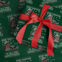 Merry Christmas To All You Sumbitches Wrapping Paper Roll Funny Ugly Xmas Retro 80s Movie - Wonder Print Shop