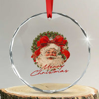 Merry Christmas Vintage Retro Santa Claus Coquette Crystal Glass Ornament - Wonder Print Shop