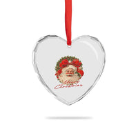 Merry Christmas Vintage Retro Santa Claus Coquette Heart Crystal Glass Ornament - Wonder Print Shop