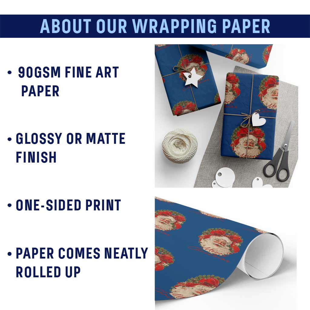 Merry Christmas Vintage Retro Santa Claus Coquette Wrapping Paper Roll - Wonder Print Shop