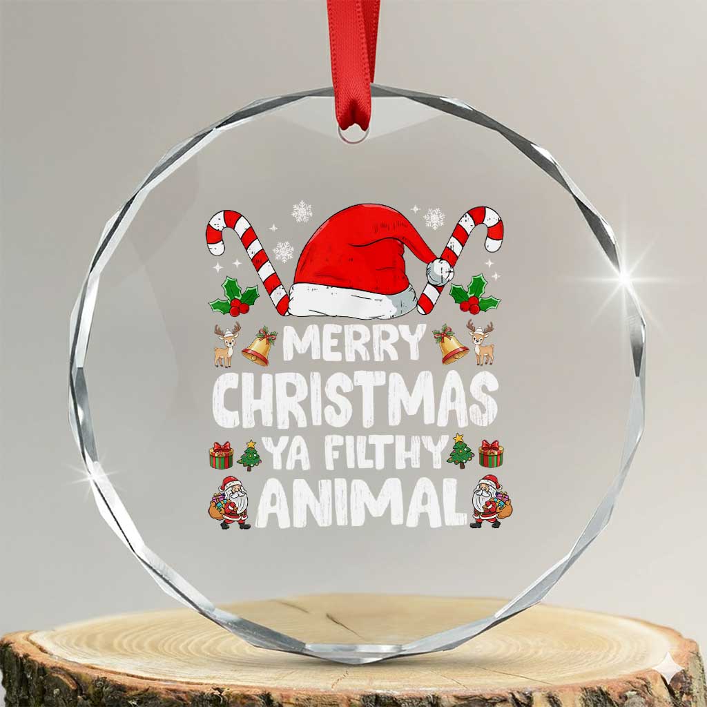 Merry Christmas Ya Filthy Animal Crystal Glass Ornament Funny Home Xmas Alone Movie Pajama - Wonder Print Shop