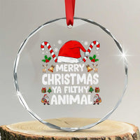 Merry Christmas Ya Filthy Animal Crystal Glass Ornament Funny Home Xmas Alone Movie Pajama - Wonder Print Shop