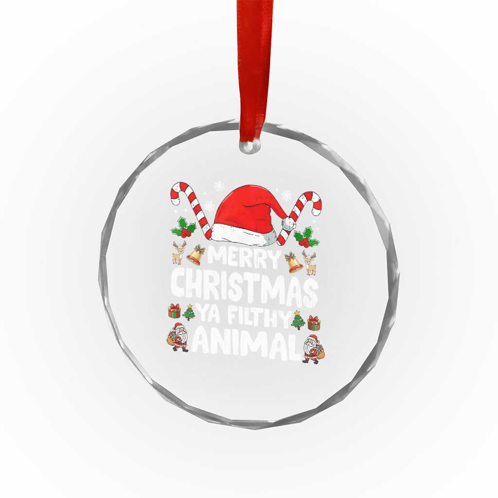 Merry Christmas Ya Filthy Animal Crystal Glass Ornament Funny Home Xmas Alone Movie Pajama - Wonder Print Shop