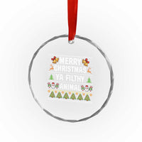 Merry Christmas Ya Filthy Animal Crystal Glass Ornament Ugly Xmas Movie Alone Pajama - Wonder Print Shop