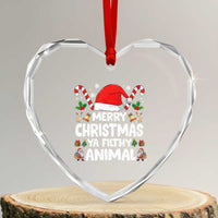 Merry Christmas Ya Filthy Animal Heart Crystal Glass Ornament Funny Home Xmas Alone Movie Pajama - Wonder Print Shop