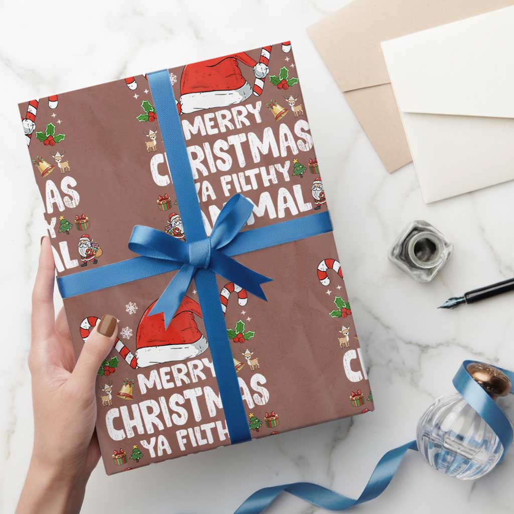 Merry Christmas Ya Filthy Animal Wrapping Paper Roll Funny Home Xmas Alone Movie Pajama - Wonder Print Shop