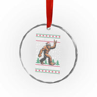 Merry Christmas Ya Filthy Humans Bigfoot Crystal Glass Ornament Funny Xmas Sasquatch - Wonder Print Shop