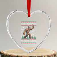Merry Christmas Ya Filthy Humans Bigfoot Heart Crystal Glass Ornament Funny Xmas Sasquatch - Wonder Print Shop