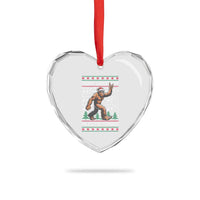 Merry Christmas Ya Filthy Humans Bigfoot Heart Crystal Glass Ornament Funny Xmas Sasquatch - Wonder Print Shop