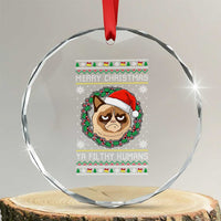 Merry Christmas Ya Filthy Humans Cat Crystal Glass Ornament Funny Xmas Grumpy Cat - Wonder Print Shop