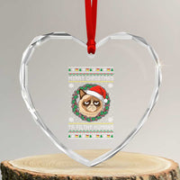 Merry Christmas Ya Filthy Humans Cat Heart Crystal Glass Ornament Funny Xmas Grumpy Cat - Wonder Print Shop