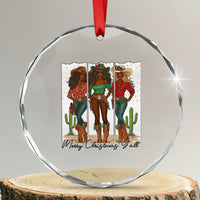 Merry Christmas Y'all Crystal Glass Ornament Funny Western Holiday Gift For Cowgirl - Wonder Print Shop