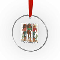 Merry Christmas Y'all Crystal Glass Ornament Funny Western Holiday Gift For Cowgirl - Wonder Print Shop