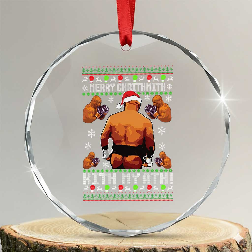 Merry Chrithmith Kith My Ath Funny Ugly Christmas Crystal Glass Ornament - Wonder Print Shop