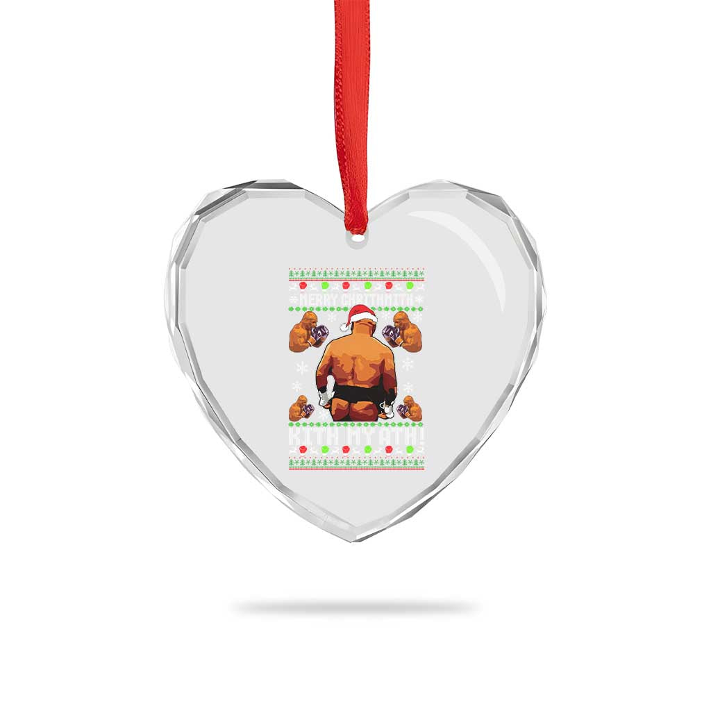 Merry Chrithmith Kith My Ath Funny Ugly Christmas Heart Crystal Glass Ornament - Wonder Print Shop