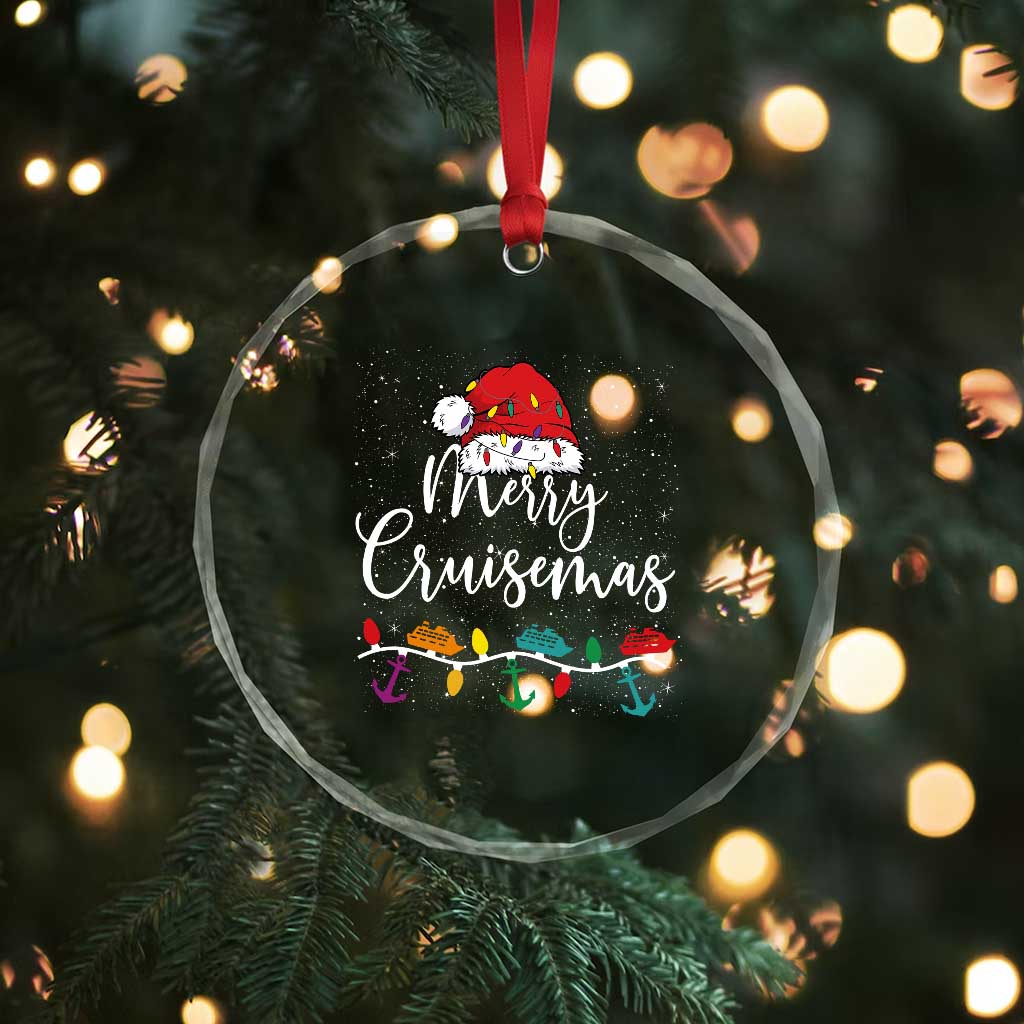 Merry Cruisemas Crystal Glass Ornament Family Christmas Cruise Holiday Trip - Wonder Print Shop