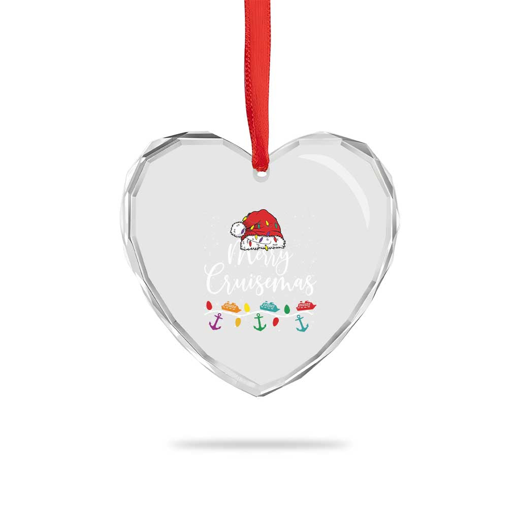 Merry Cruisemas Heart Crystal Glass Ornament Family Christmas Cruise Holiday Trip - Wonder Print Shop
