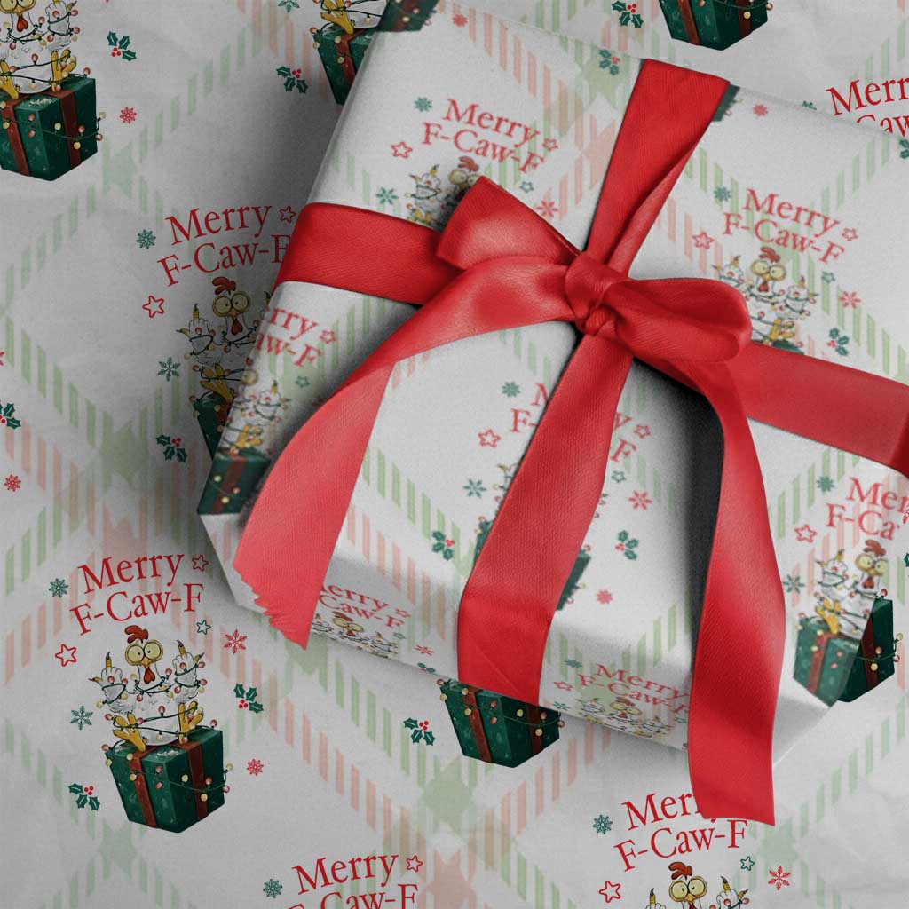 Merry F-Caw-F Chicken Wrapping Paper Roll Funny Christmas Gift - Wonder Print Shop