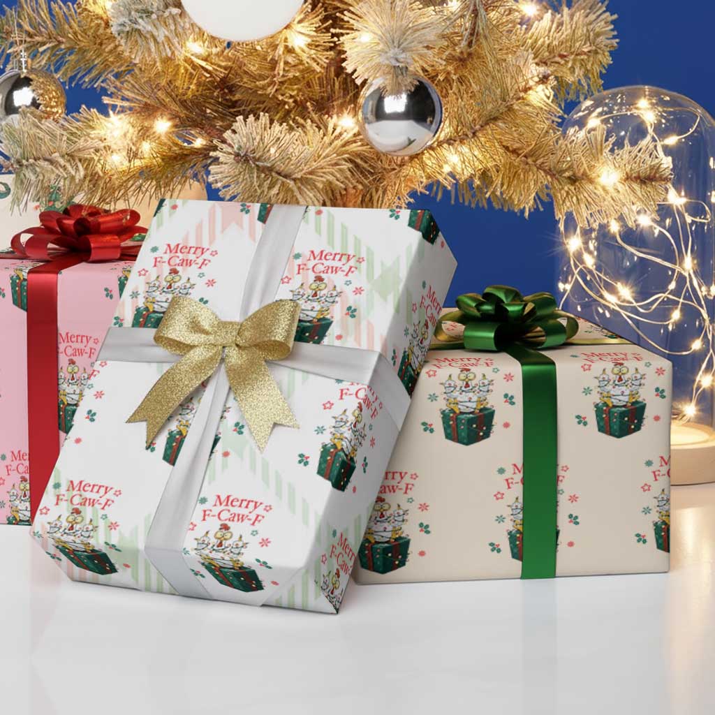 Merry F-Caw-F Chicken Wrapping Paper Roll Funny Christmas Gift - Wonder Print Shop