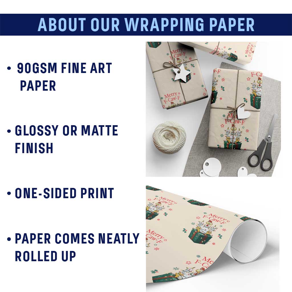 Merry F-Caw-F Chicken Wrapping Paper Roll Funny Christmas Gift - Wonder Print Shop