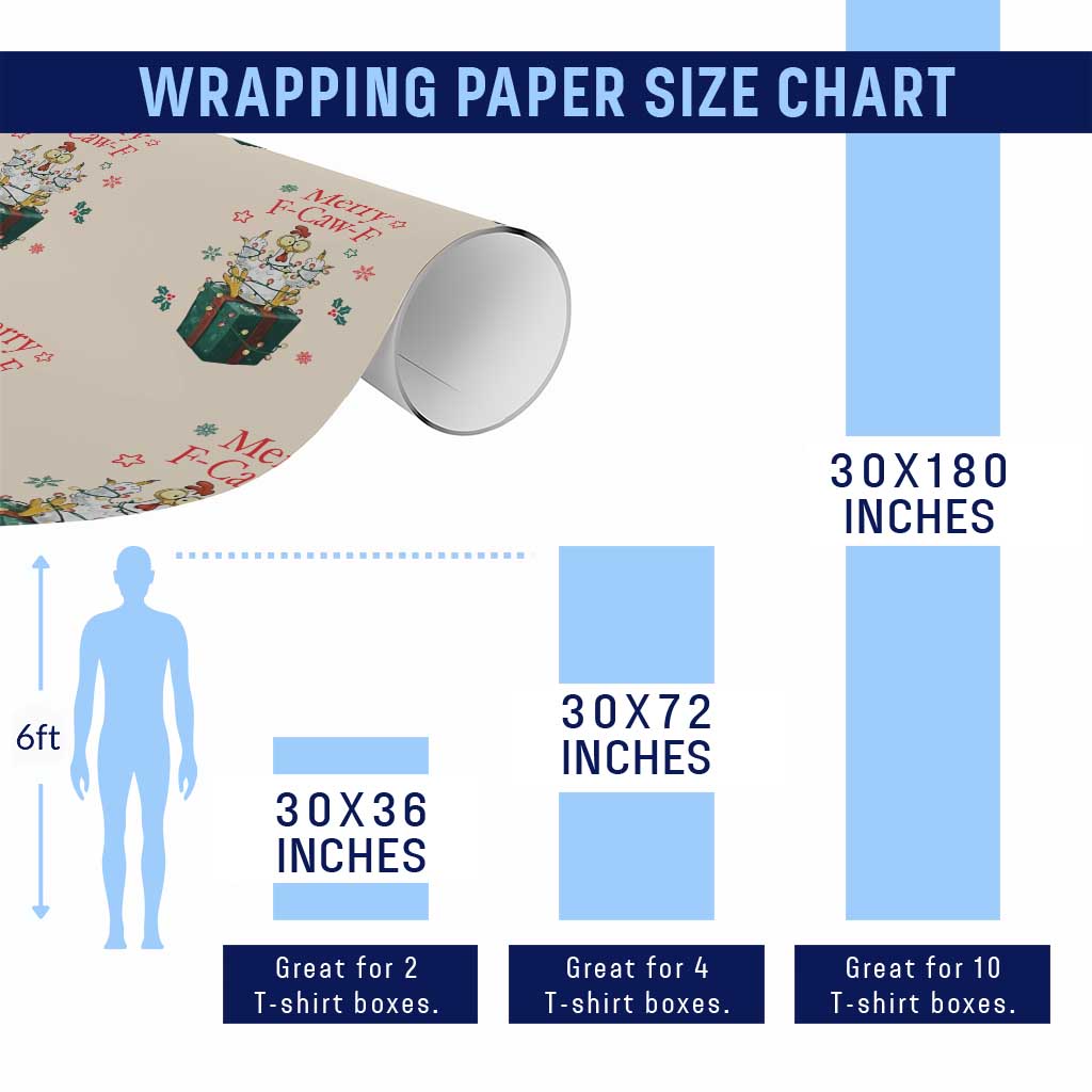 Merry F-Caw-F Chicken Wrapping Paper Roll Funny Christmas Gift - Wonder Print Shop