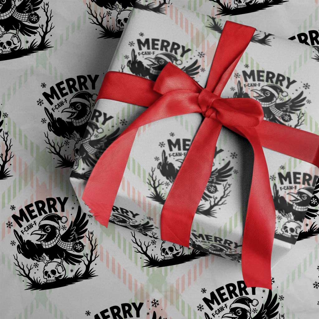 Merry F Caw F Christmas Raven Wrapping Paper Roll Funny Holiday Gift - Wonder Print Shop