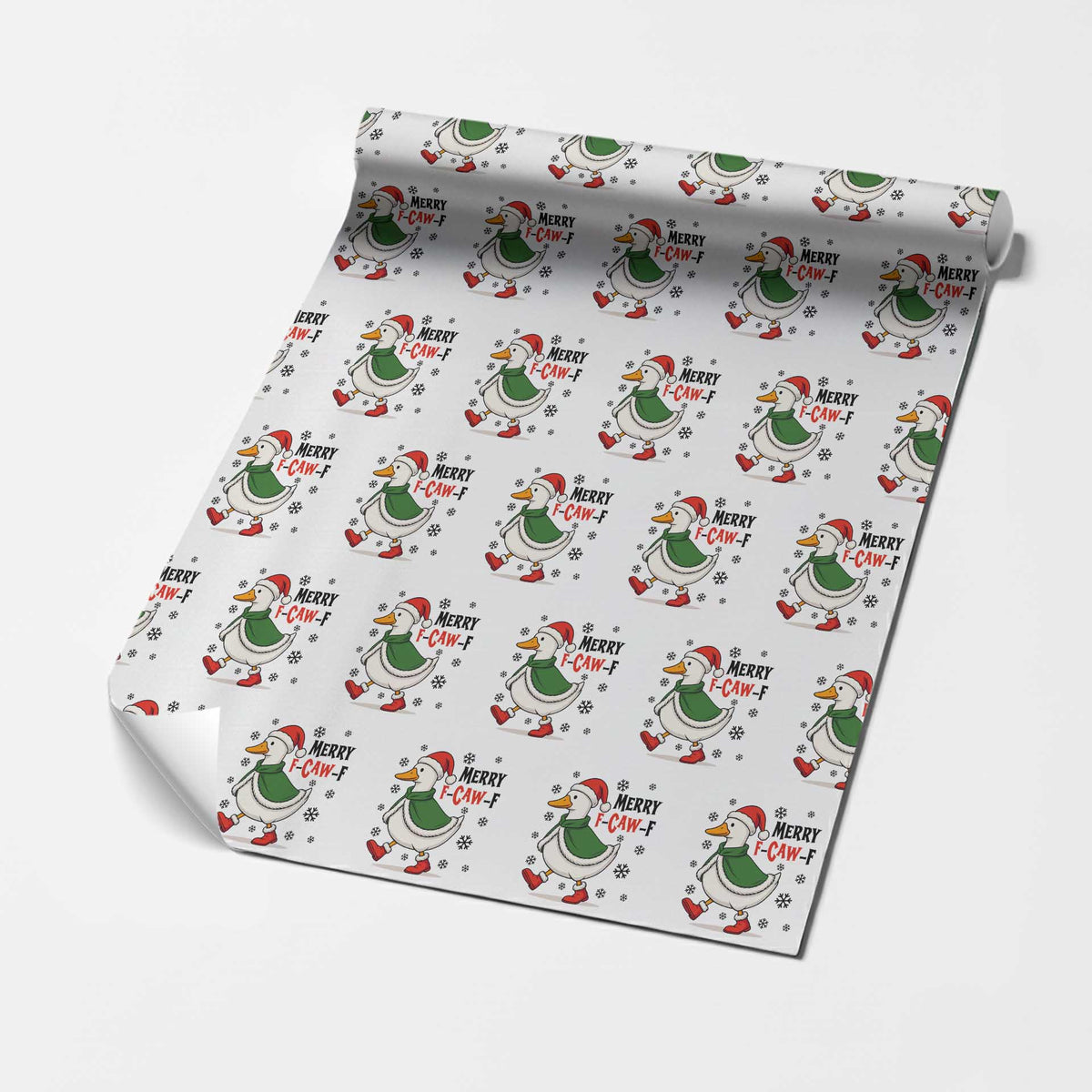 Merry F Caw F Duck Lover Wrapping Paper Roll Funny Christmas Gift - Wonder Print Shop