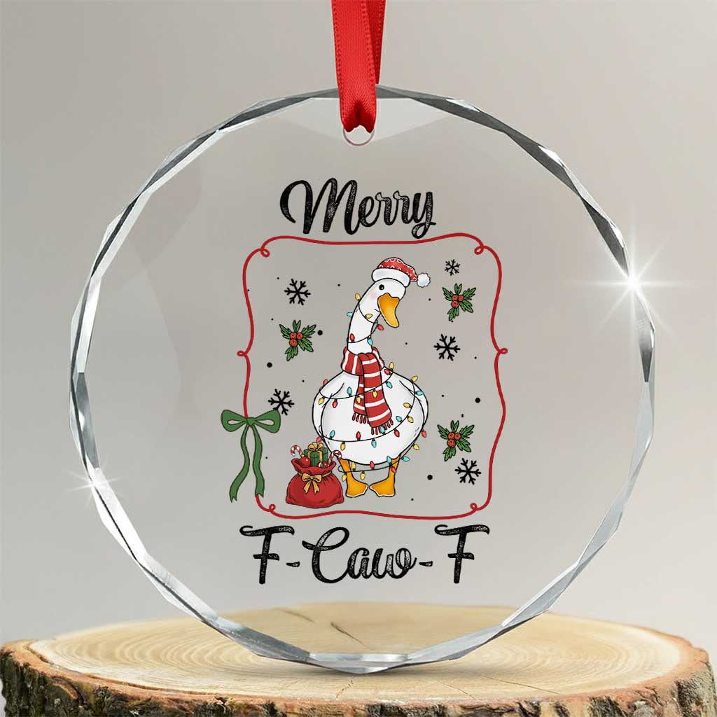 Merry F Caw F Duck Sarcastic Joke Gift Crystal Glass Ornament Funny Christmas Gift - Wonder Print Shop