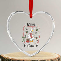 Merry F Caw F Duck Sarcastic Joke Gift Heart Crystal Glass Ornament Funny Christmas Gift - Wonder Print Shop