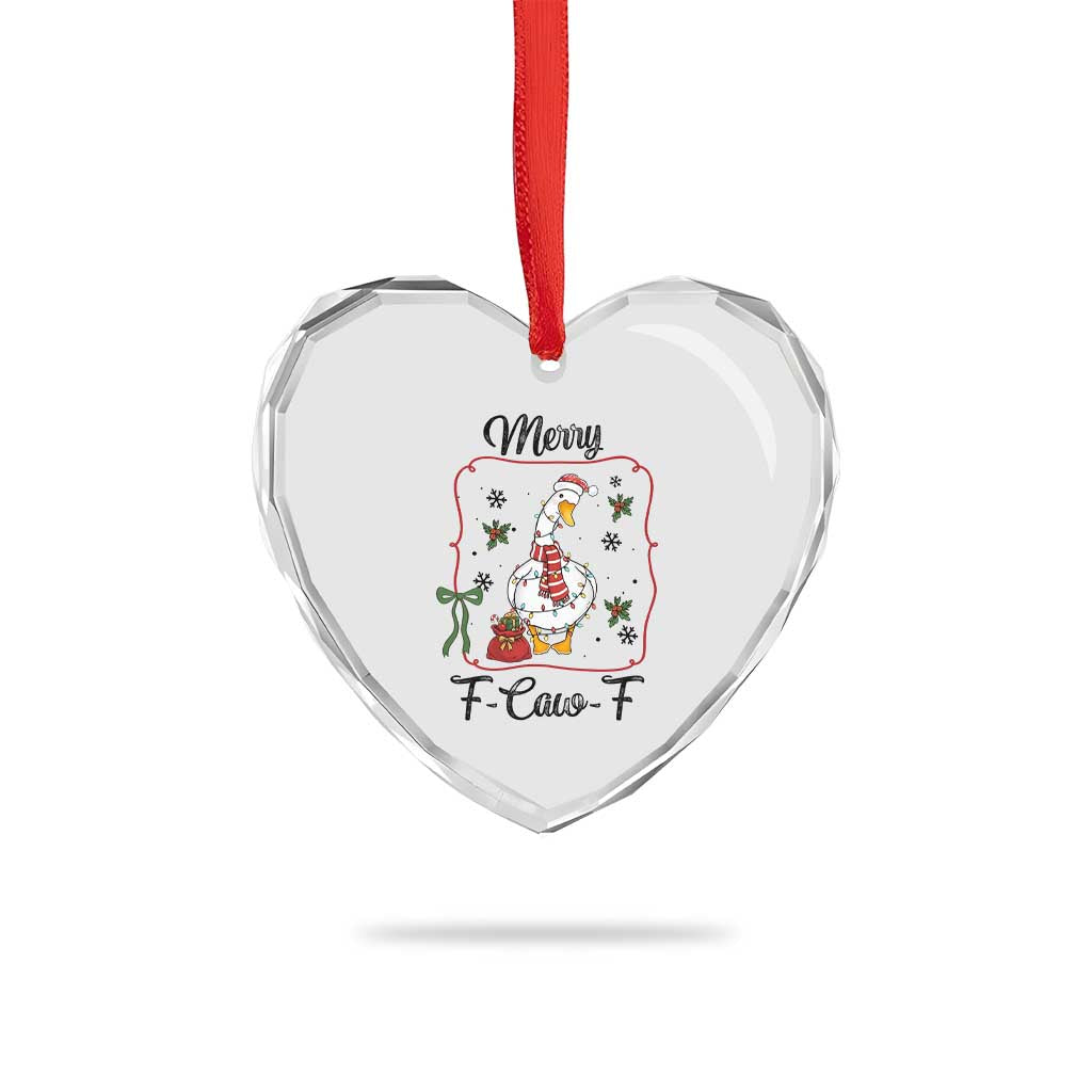 Merry F Caw F Duck Sarcastic Joke Gift Heart Crystal Glass Ornament Funny Christmas Gift - Wonder Print Shop