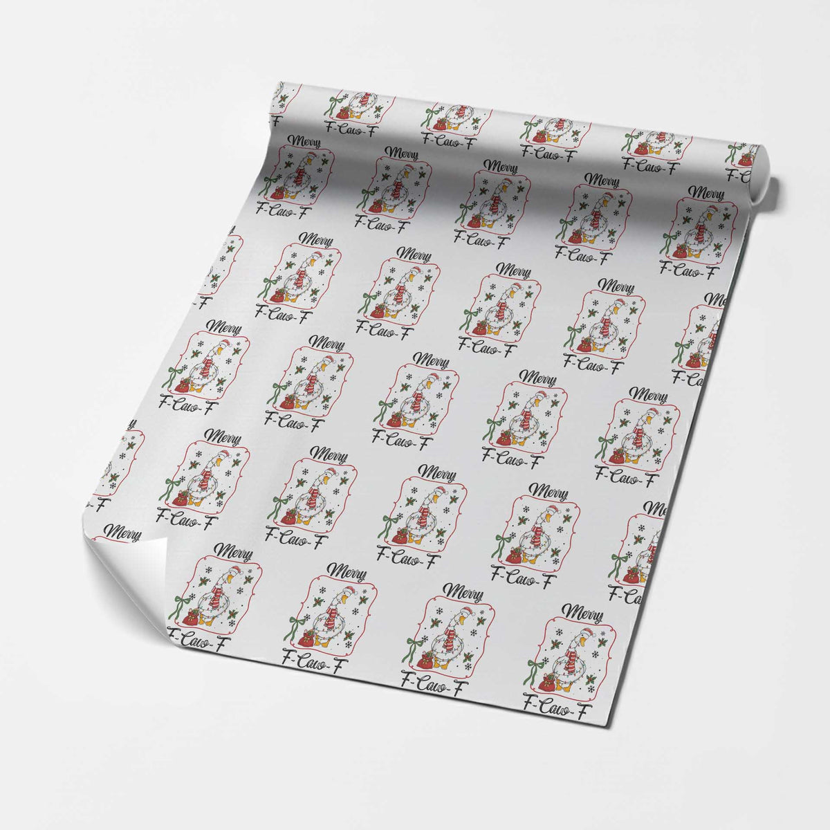 Merry F Caw F Duck Sarcastic Joke Gift Wrapping Paper Roll Funny Christmas Gift - Wonder Print Shop