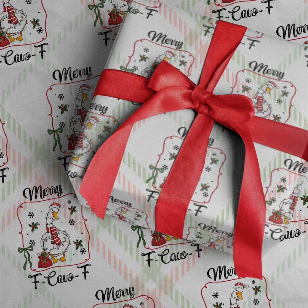 Merry F Caw F Duck Sarcastic Joke Gift Wrapping Paper Roll Funny Christmas Gift - Wonder Print Shop