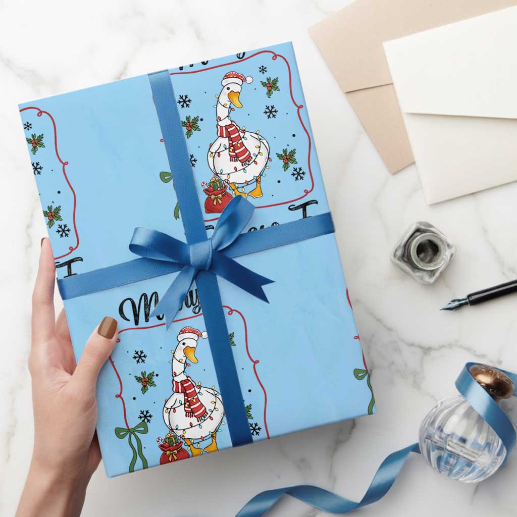 Merry F Caw F Duck Sarcastic Joke Gift Wrapping Paper Roll Funny Christmas Gift - Wonder Print Shop
