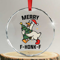 Merry F Caw F Goose Crystal Glass Ornament Funny Christmas Gift - Wonder Print Shop