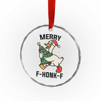 Merry F Caw F Goose Crystal Glass Ornament Funny Christmas Gift - Wonder Print Shop