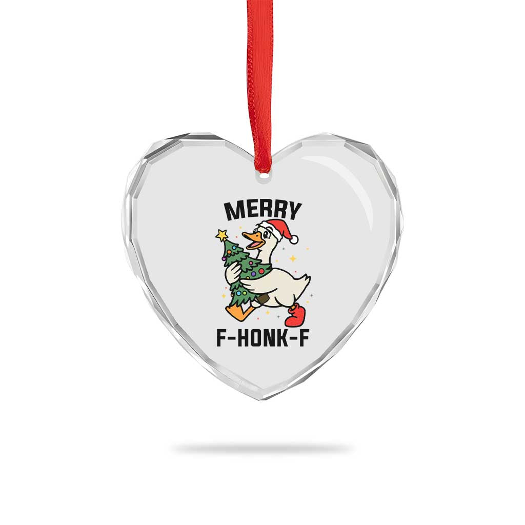 Merry F Caw F Goose Heart Crystal Glass Ornament Funny Christmas Gift - Wonder Print Shop